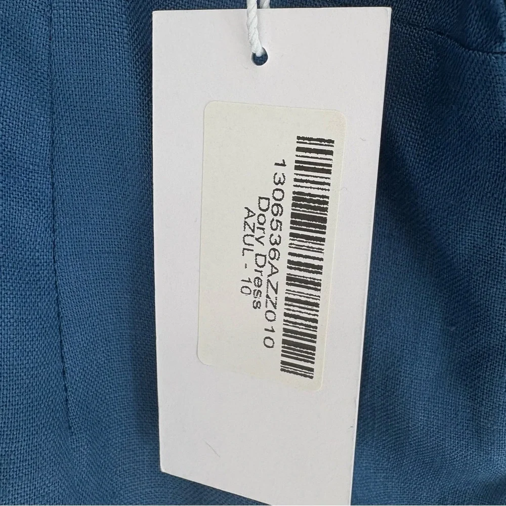 NWT Reformation Dory 100% Linen Halter Faux Wrap Mini Dress | Sz 10 | Blue - Picture 13 of 15
